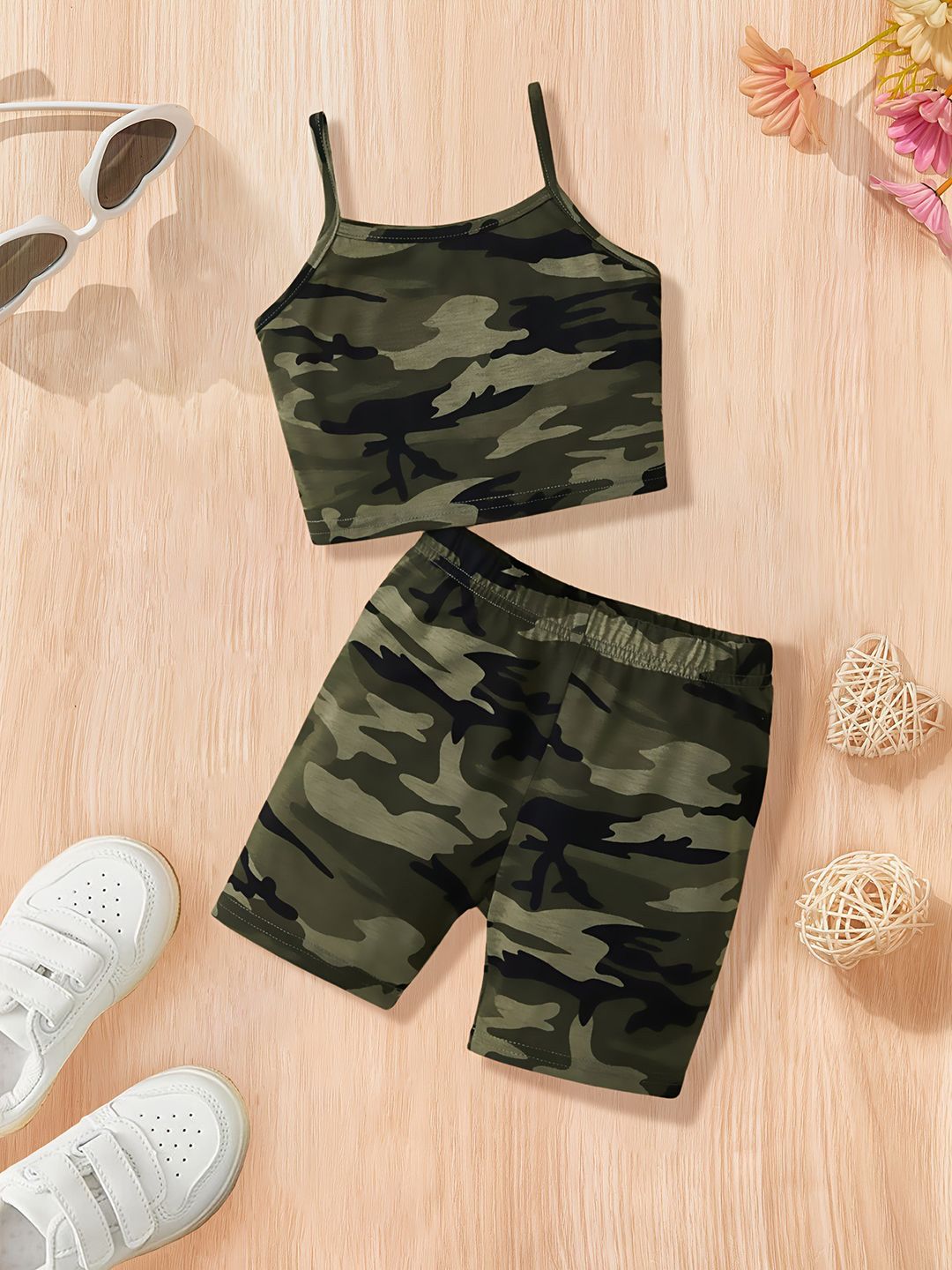 YK Girls Printed Top With Shorts