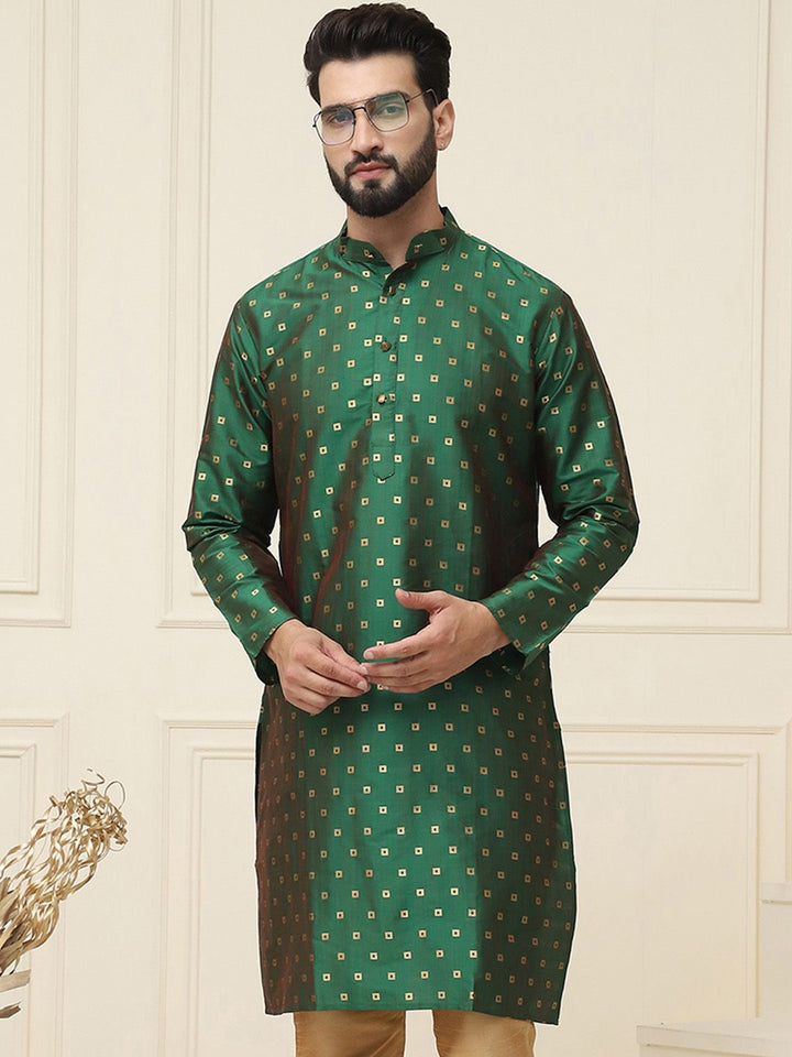 SOJANYA Geometric Printed Band Collar Straight Kurta