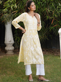 Rumah Wanita Chikankari Motif Etnik Bersulam Chikankari Cetakan Indie Kurta