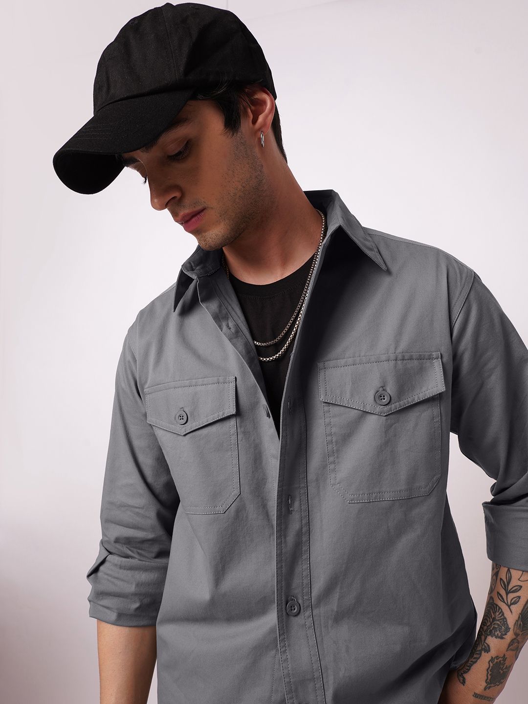 VASTRADO Men Classic Fit Solid Spread Collar Cotton Casual Shirt
