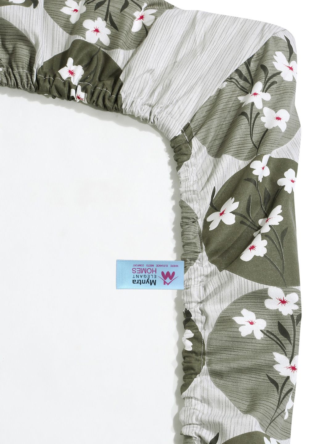Myntra Elegant Homes Olive Printed Pure Cotton 400TC Set Cadar King 2.5 x 2.25m