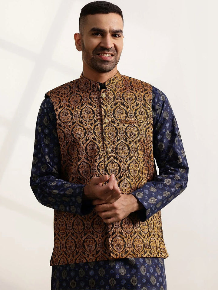 Jaket Nehru Brocade Rekaan Tenunan Anouk