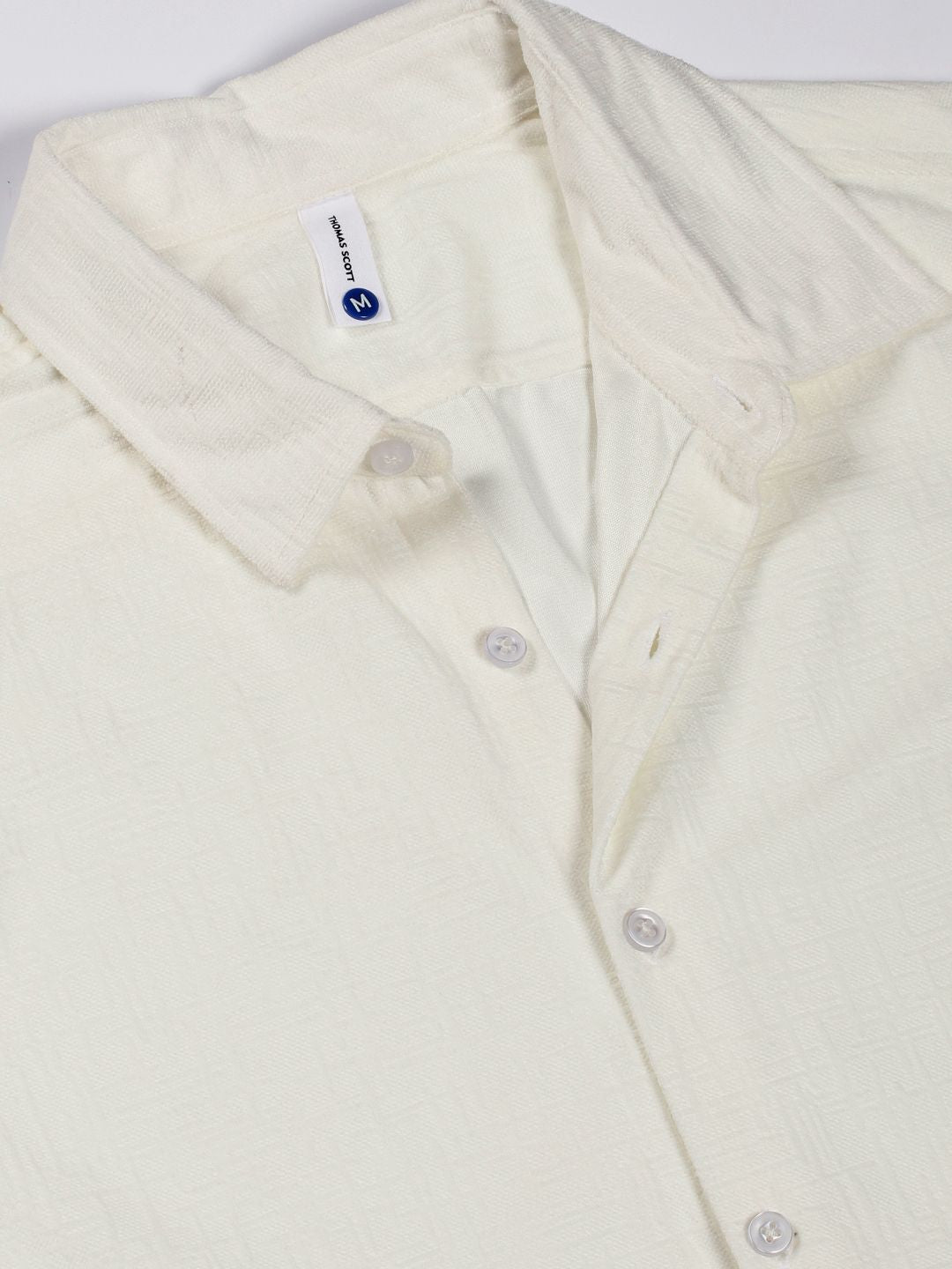 Thomas Scott Men Premium Spread Collar Textured Slim Fit Casual Shirt