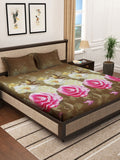 Myntra Elegant Homes Lounge Bulu Coklat Bunga Kapas 300 TC King Cadar Halus dengan 2 Sarung Bantal-250 x 220 sm