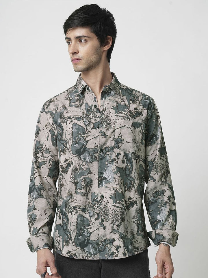 VASTRADO Men Classic Spread Collar Floral Printed Slim Fit Casual Shirt