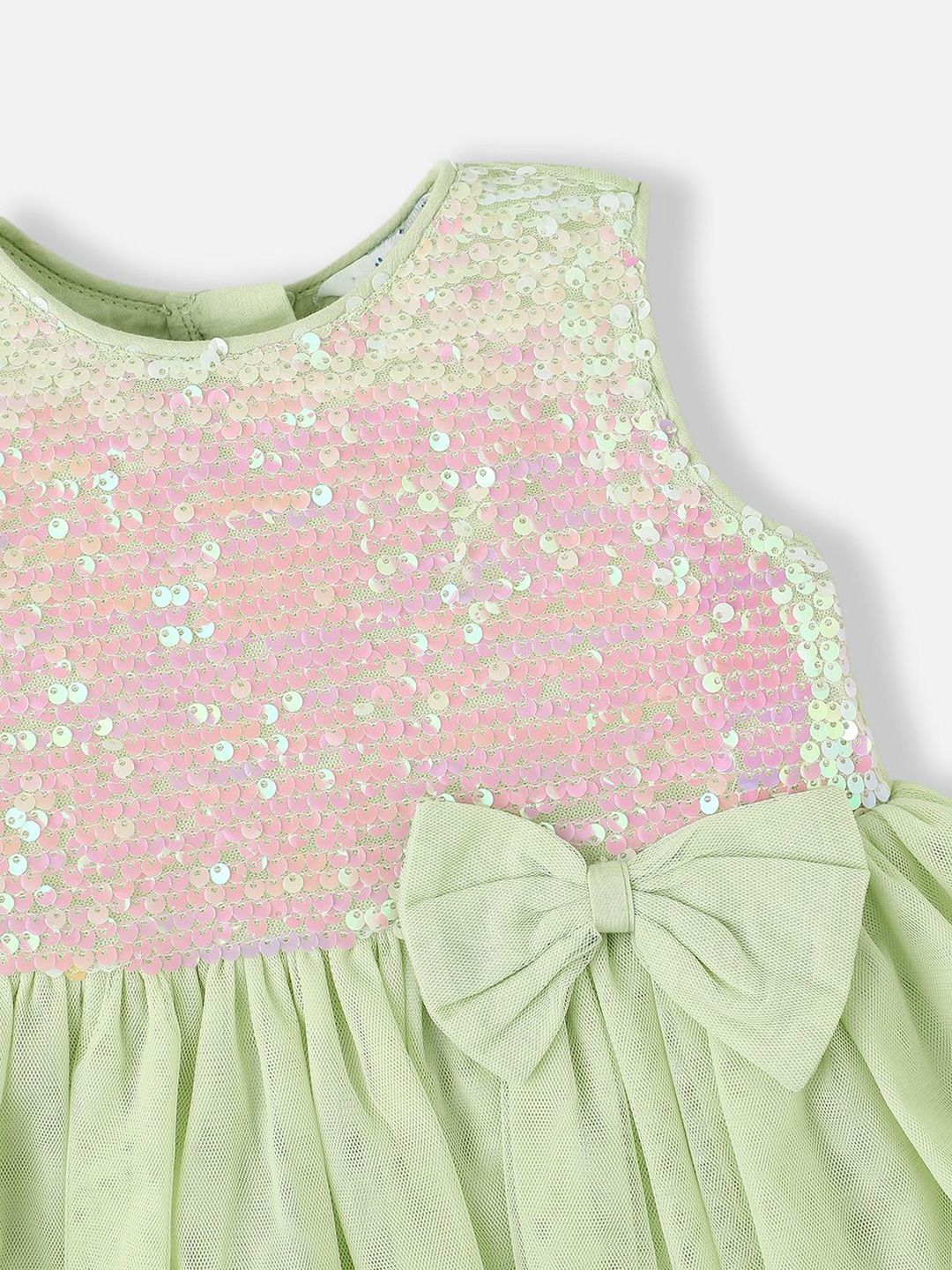 Nauti Nati Girls Net Sequined Fit & Flare Dress with Bow Detail