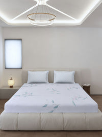 Monte Carlo Edmond Blue & Green Floral Printed 144 TC King Bedsheet Set 2.70 m x 2.70 m