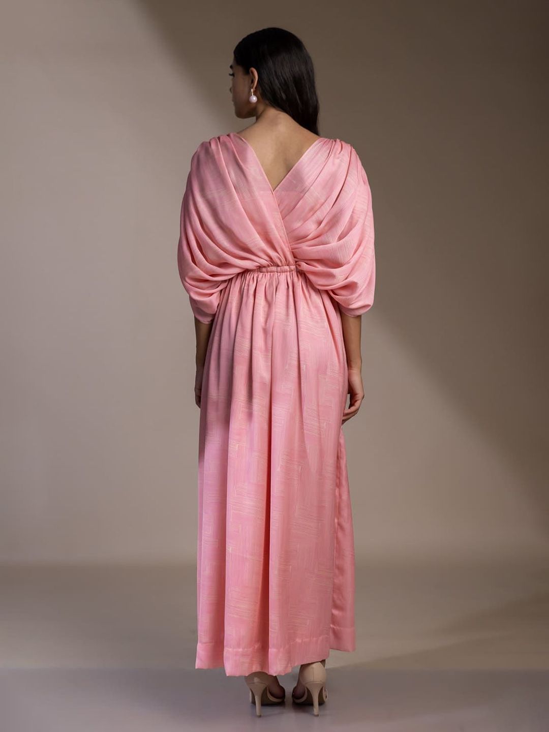 Mamicha Print Puff Sleeve Georgette Maxi Dress