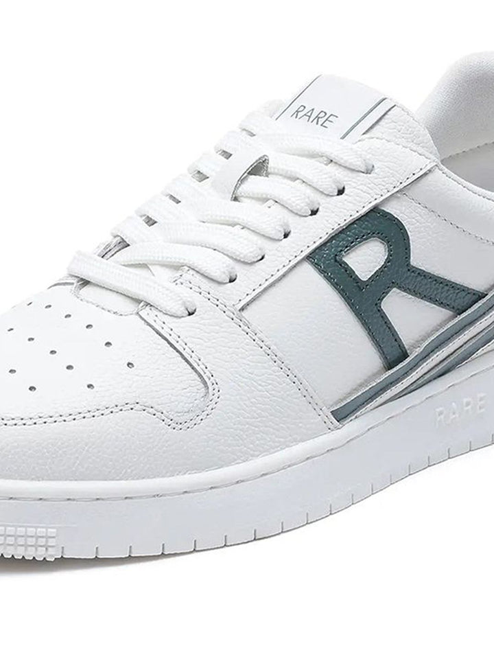 RARE RABBIT Men Adonis White Printed Leather Sneakers