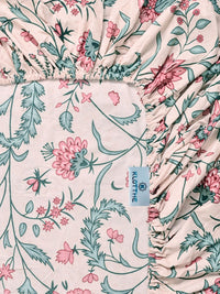 KLOTTHE Beige & Pink Printed 300 TC Double Bedsheet With 2 Pillow Covers- 2.5 m x 2.25 m