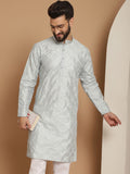 Anouk Men Grey Geometric Gotta Patti Kurta