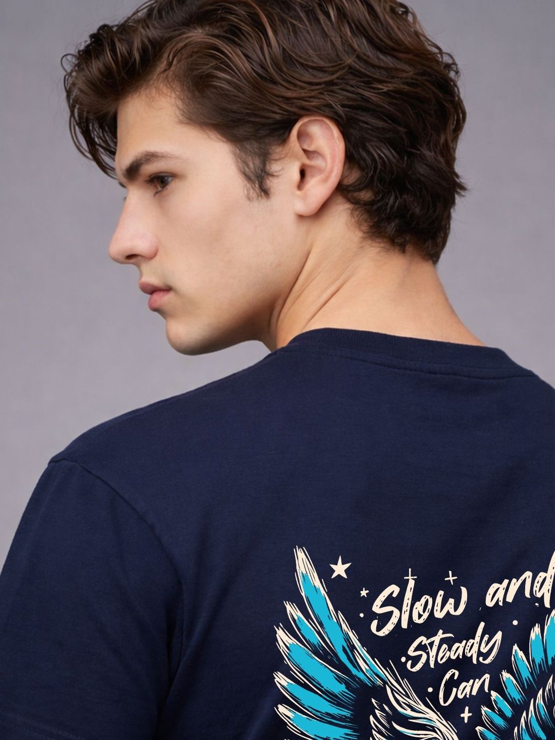 ADRO Men Printed Drop-Shoulder Sleeves T-shirt