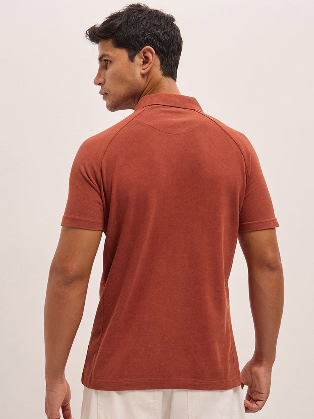 THE BEAR HOUSE Men Solid Polo Collar Pure Cotton T-shirt