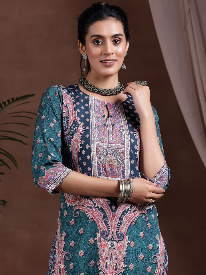 Libas Women Ethnic Motifs Printed Keyhole Neck Crepe Straight Kurta