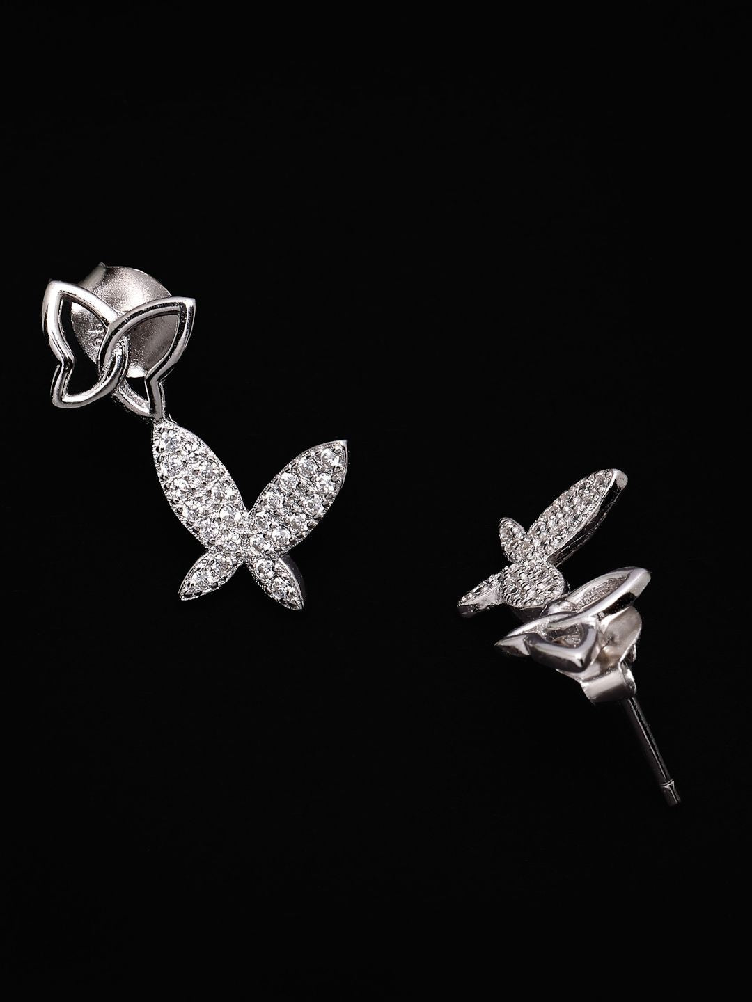 PANASH 925 Sterling Silver Rhodium-Plated Cubic Zirconia Studded