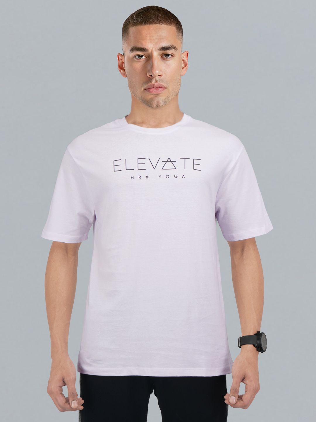 HRX by Hrithik Roshan Typography Printed Pure Cotton Relaxed Fit Yoga T-shirt