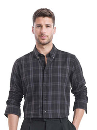 RARE RABBIT Men Comfort Button-Down Collar Tartan Checked Cotton Casual Shirt
