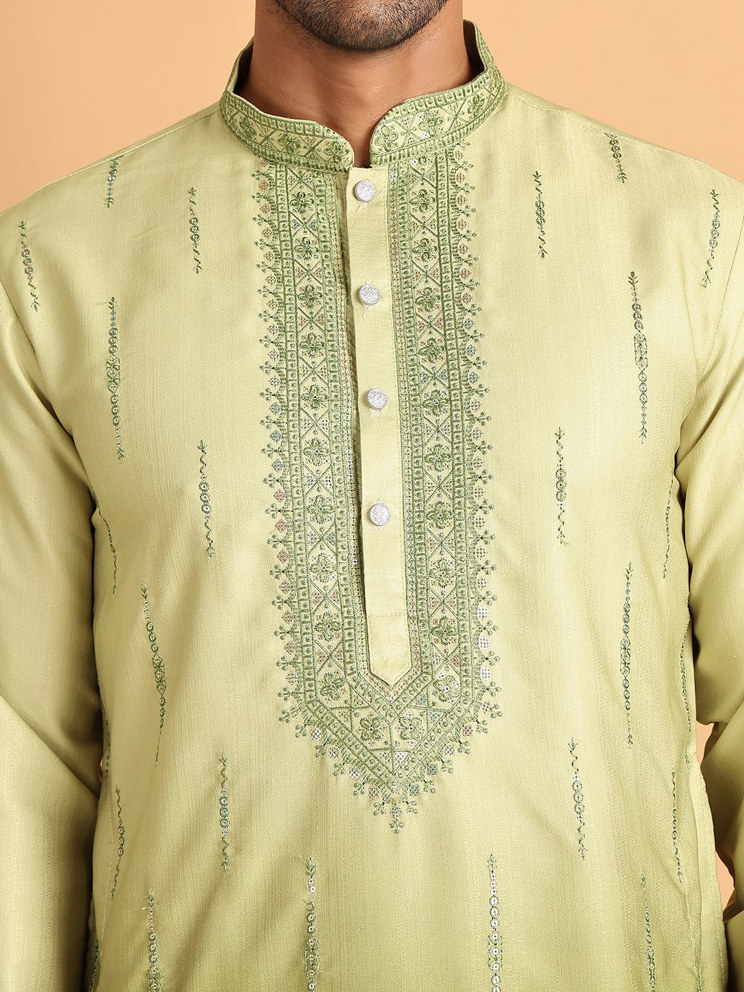 Jompers Men Ethnic Motifs Embroidered Regular Sequinned Kurta with Pyjamas