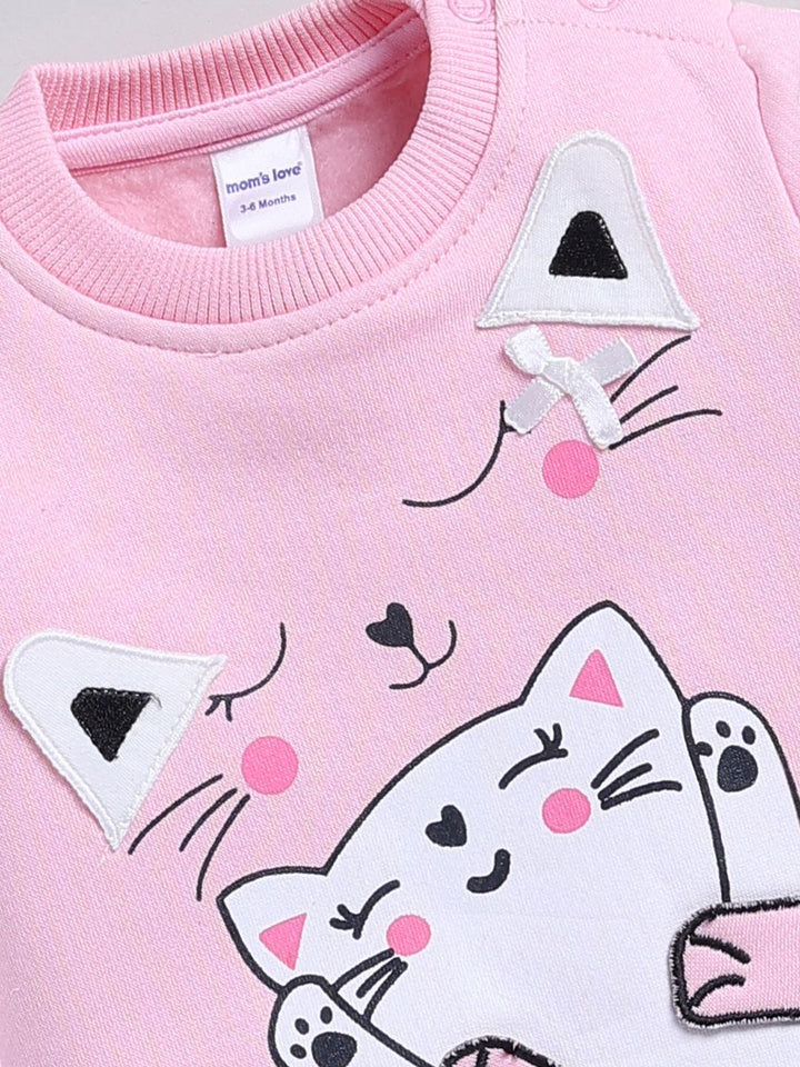 Moms Love Infant Girls Printed Pure Cotton Sweatshirt
