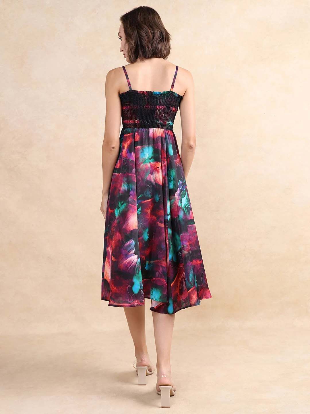 RAREISM Floral Print Fit & Flare Midi Dress
