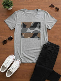 ADRO Abstrak Bercetak Lengan Pendek Baju-T Kapas Regular Fit