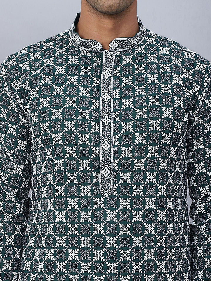 Jompers Floral Printed Mandarin Collar Straight Kurta