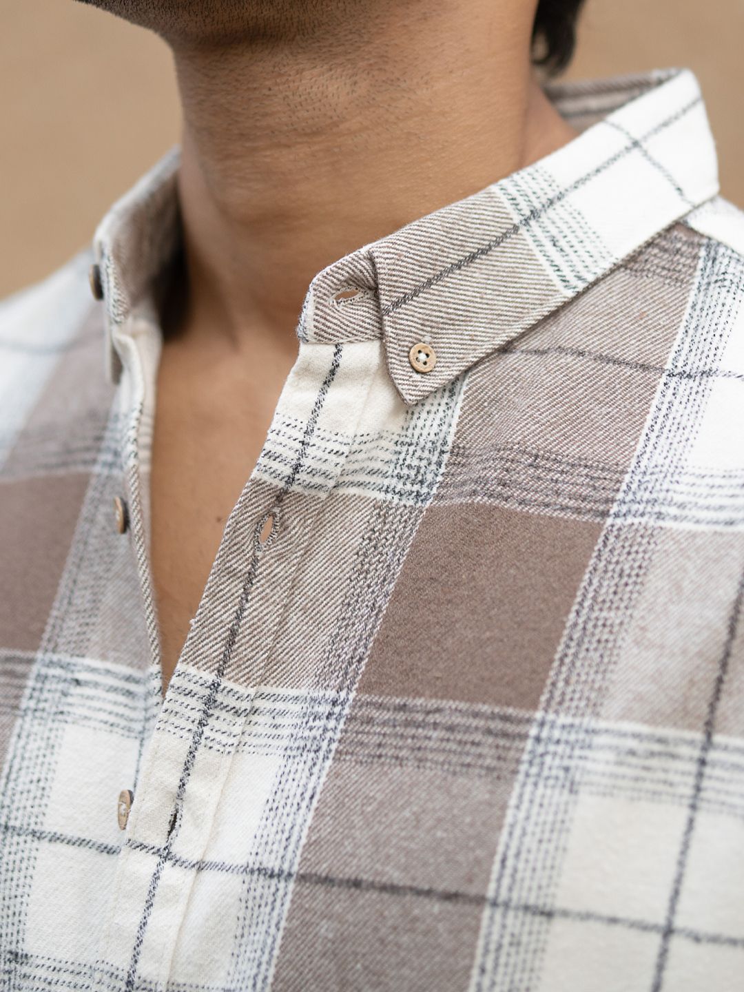Powerlook Men Tartan Checked Button-Down Collar Cotton Casual Shirt