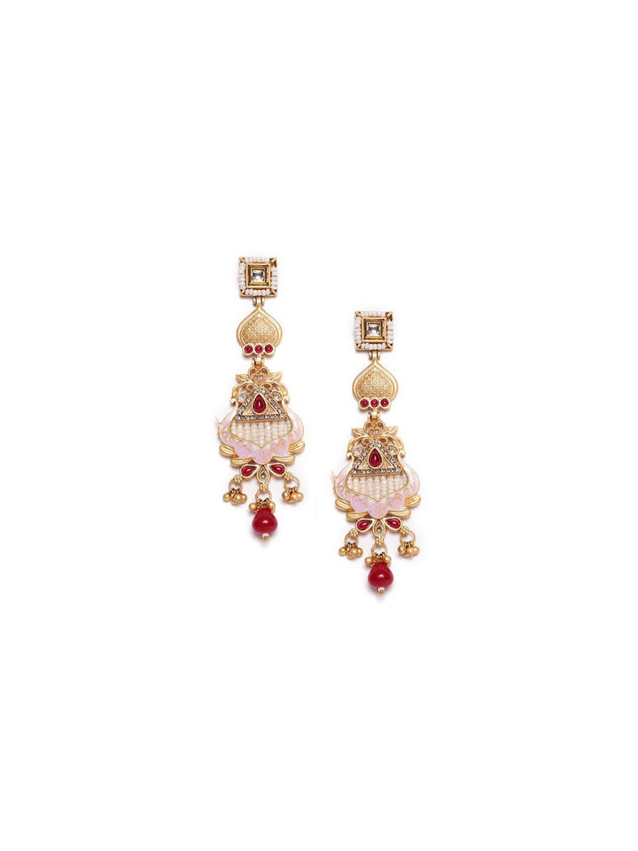 PANASH 22CT Gold Plated Cubic Zirconia Studded Drop Subang