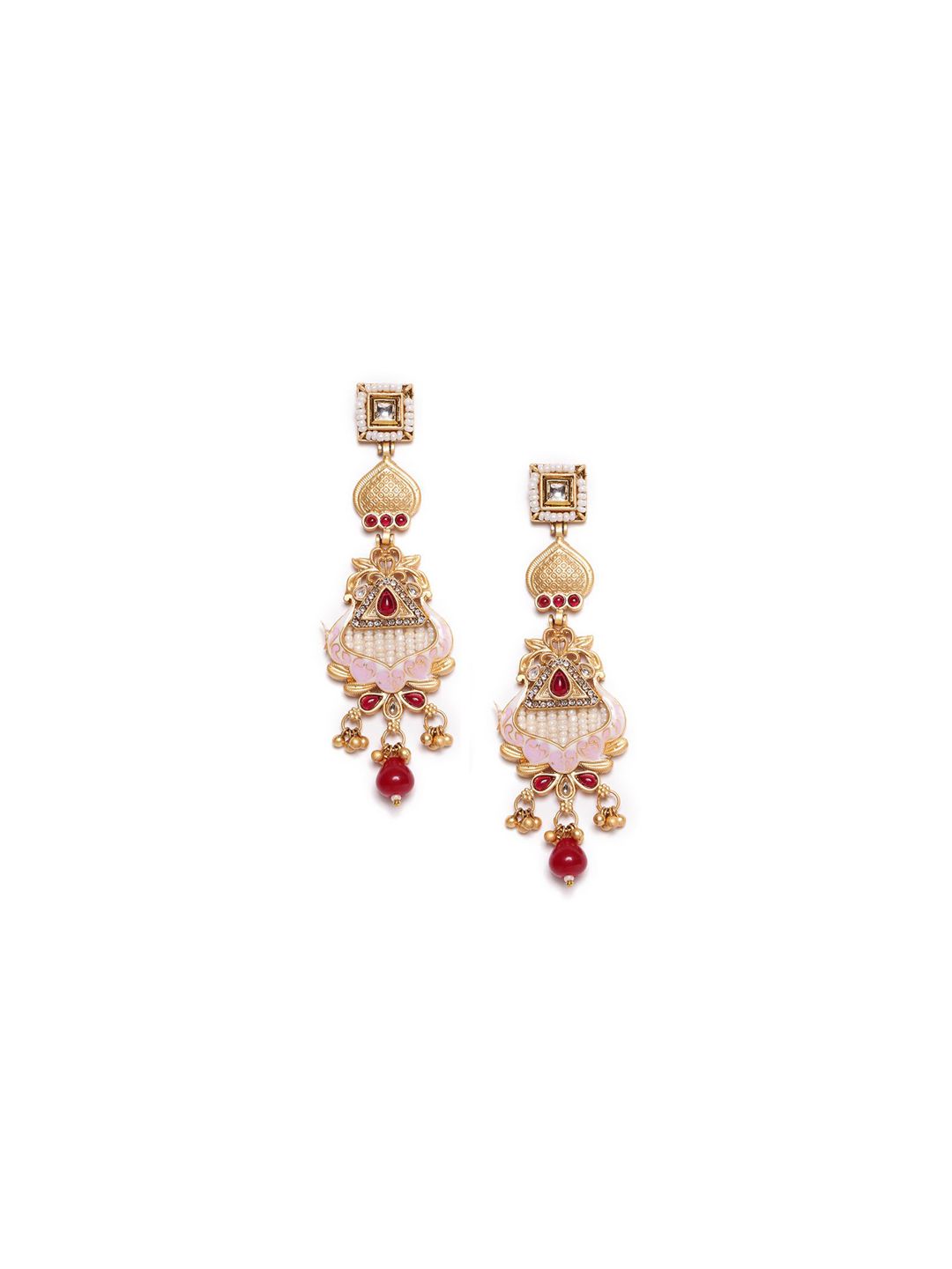 PANASH 22CT Gold Plated Cubic Zirconia Studded Drop Subang