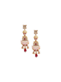 PANASH 22CT Gold Plated Cubic Zirconia Studded Drop Subang