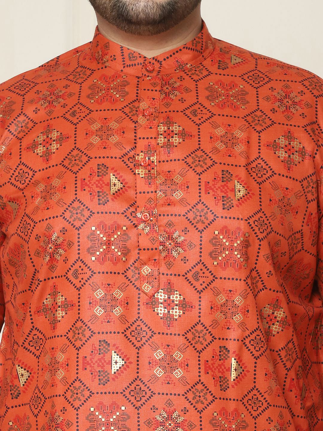SOJANYA PLUS Ethnic Motifs Printed Cotton Linen Straight Kurta with Pyjamas