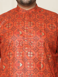 SOJANYA PLUS Ethnic Motifs Printed Cotton Linen Straight Kurta with Pyjamas