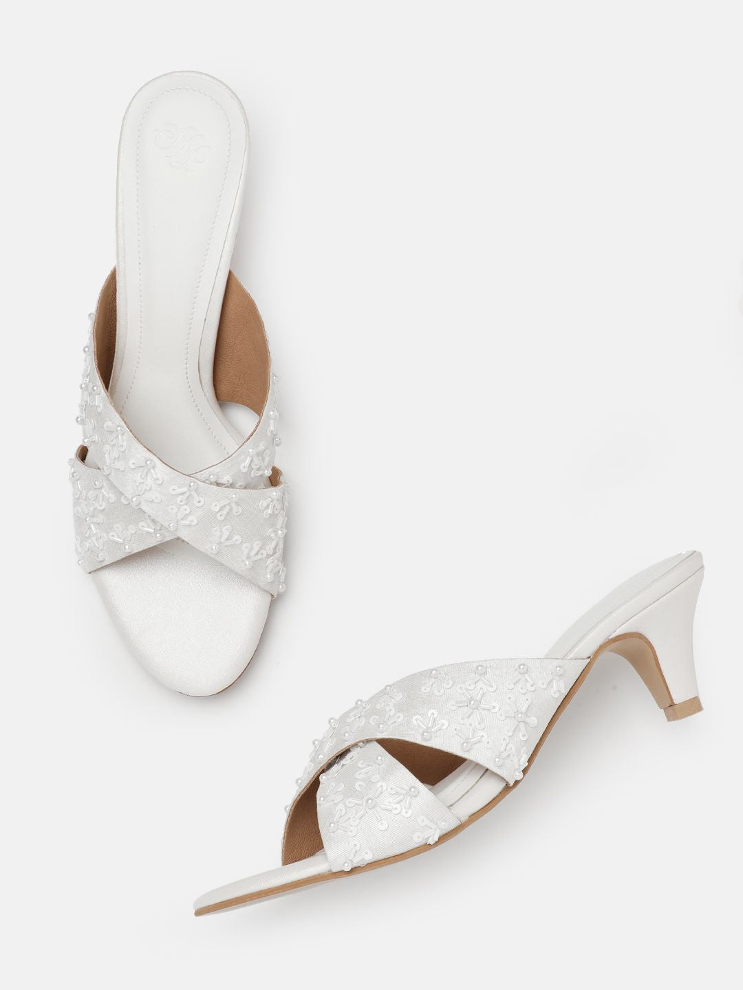 House of Pataudi Embellished Kitten Heeled Sandals