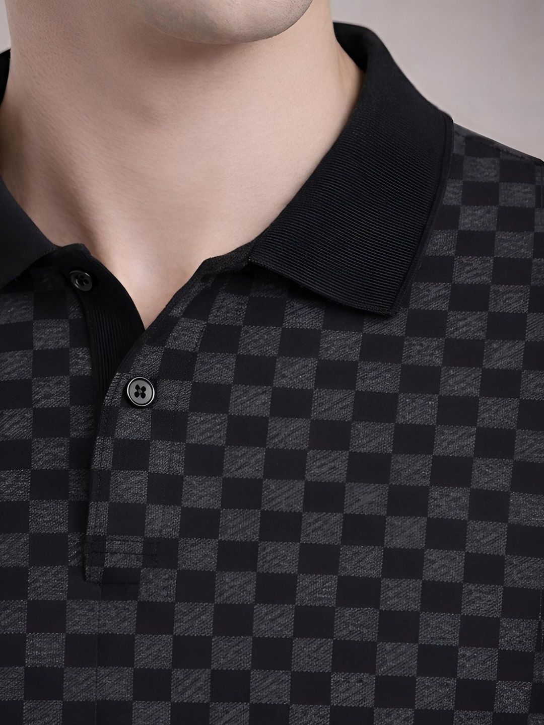 Baju-T Kolar Polo Berpetak ADRO Lelaki