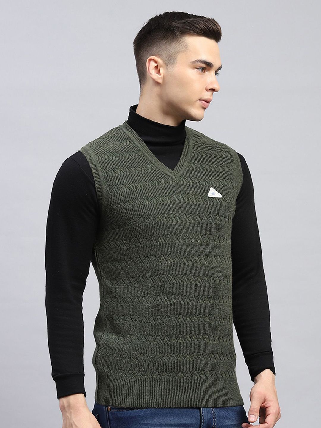 Monte Carlo Men Striped Woollen Sweater Vest