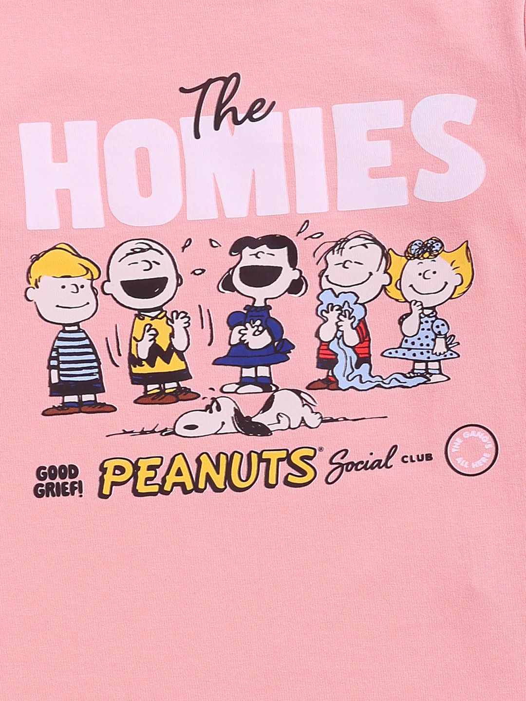 Happy Faces Kids Girls Peanut Printed Pure Cotton T-Shirt