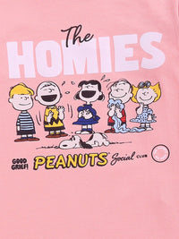 Happy Faces Kids Girls Peanut Printed Pure Cotton T-Shirt