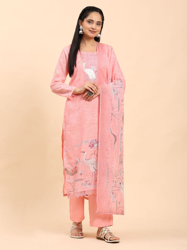 Mamicha Women Ethnic Motifs Printed Regular Thread Work Pure Cotton Kurta with Palazzos & With Dupatta