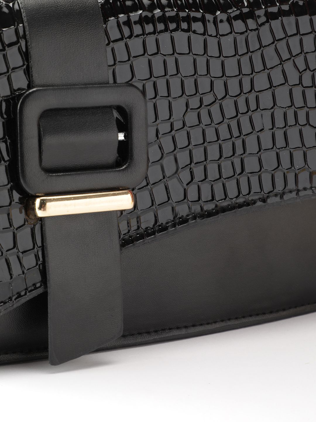 DressBerry Textured Structured Satchel with Belt Detail