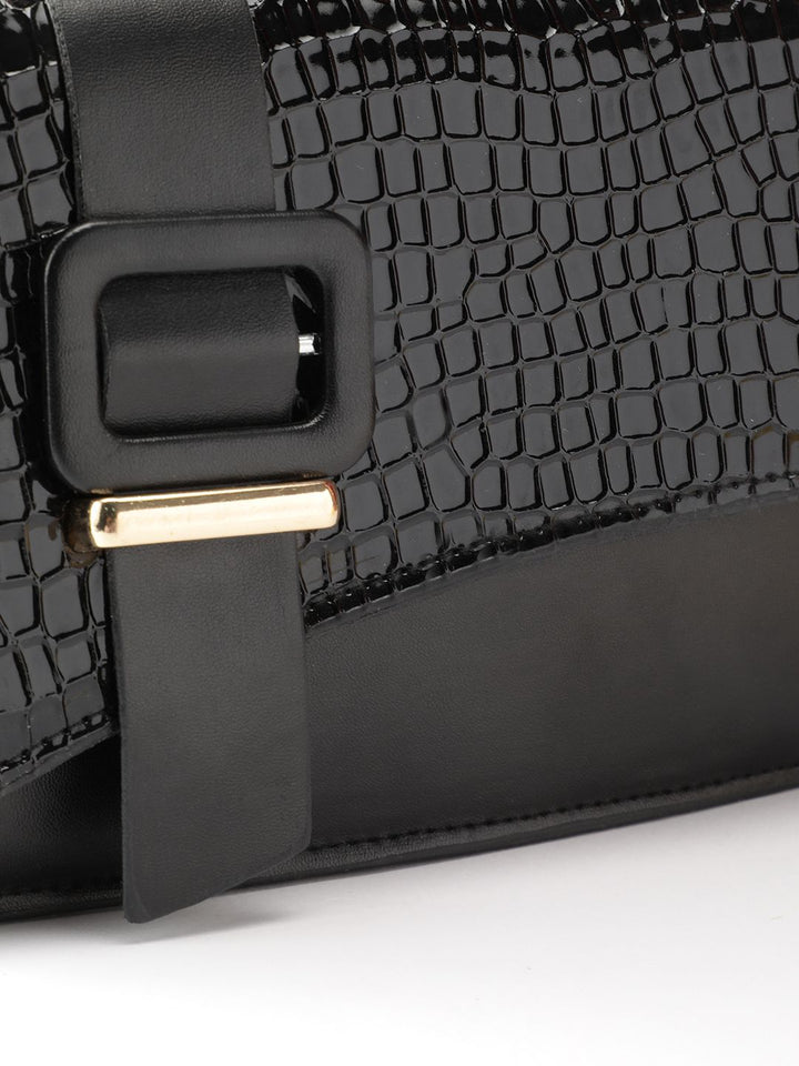 DressBerry Textured Structured Satchel with Belt Detail