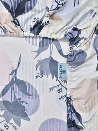 KLOTTHE White Floral Printed Dilengkapi 300TC Single Cadar Halus & 1 Sarung Bantal