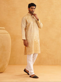 SOJANYA Paisley Woven Design Mandarin Collar Straight Long Kurta