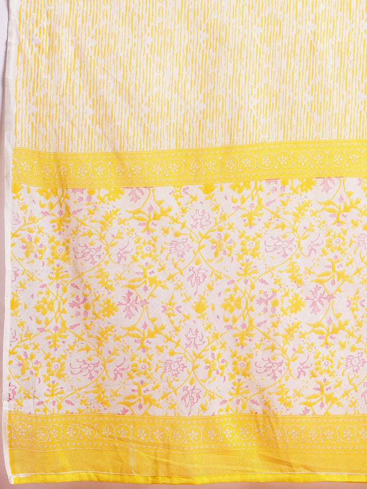 Anouk Floral Printed Pure Cotton Kurta with Trousers & Dupatta