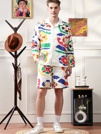 Eszett Ethnic Motifs Printed Spread Collar Oversized Pure Cotton Shirt With Shorts