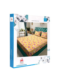 Myntra Elegant Homes Yellow Conversational Pure Cotton 400 TC King Fine Bedsheet dengan 2 Sarung Bantal-98 x 89 inci