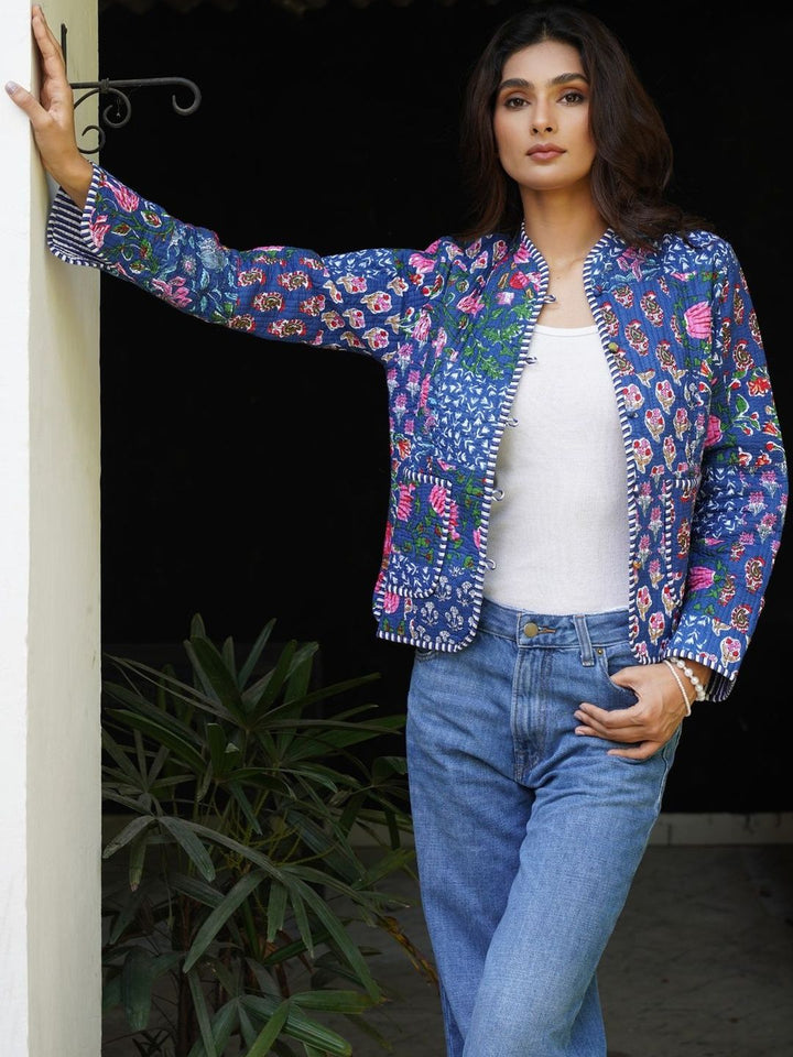 Jaket Quilted Boleh Balik Bunga House of Chikankari Wanita