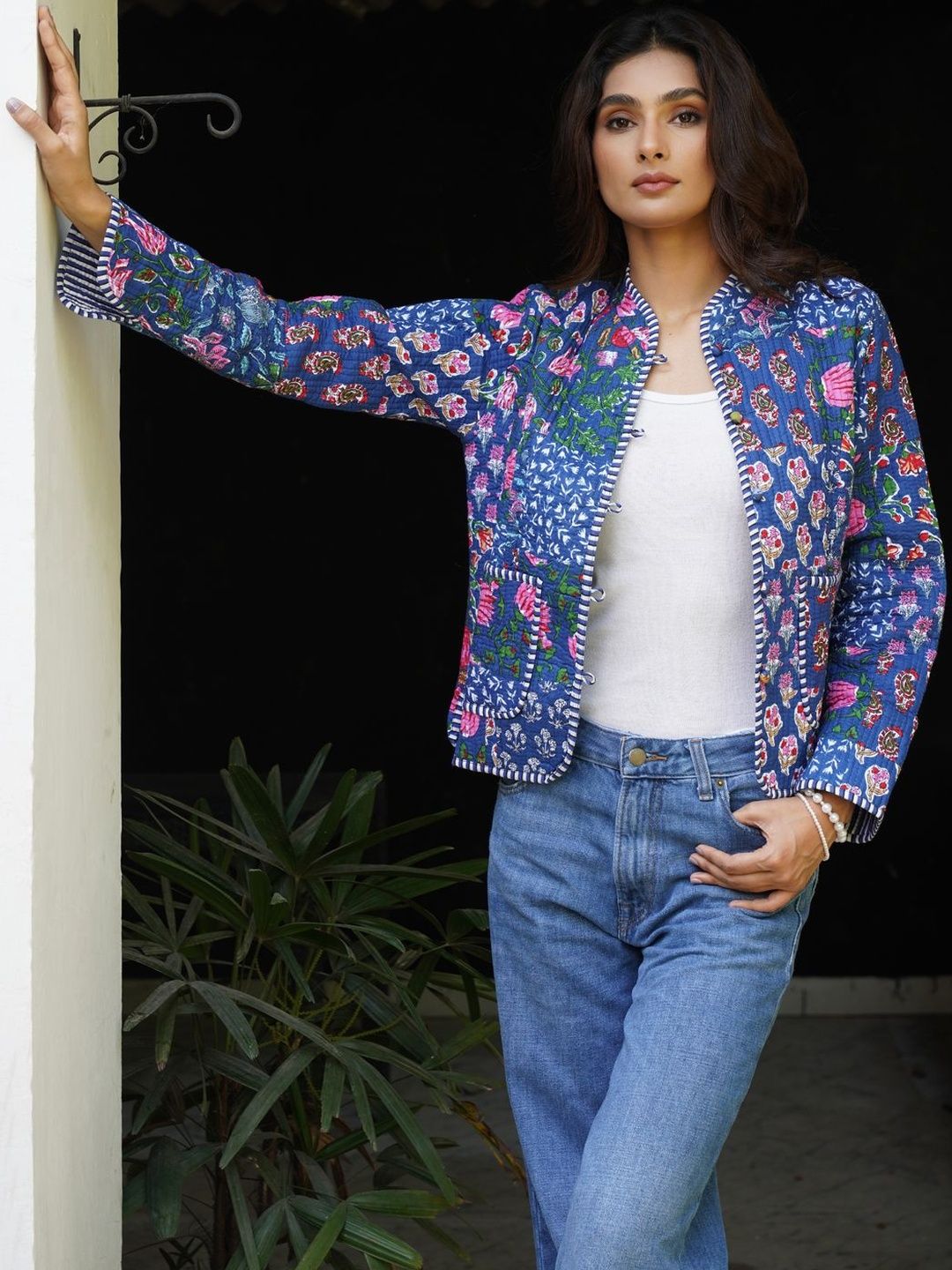 Jaket Quilted Boleh Balik Bunga House of Chikankari Wanita