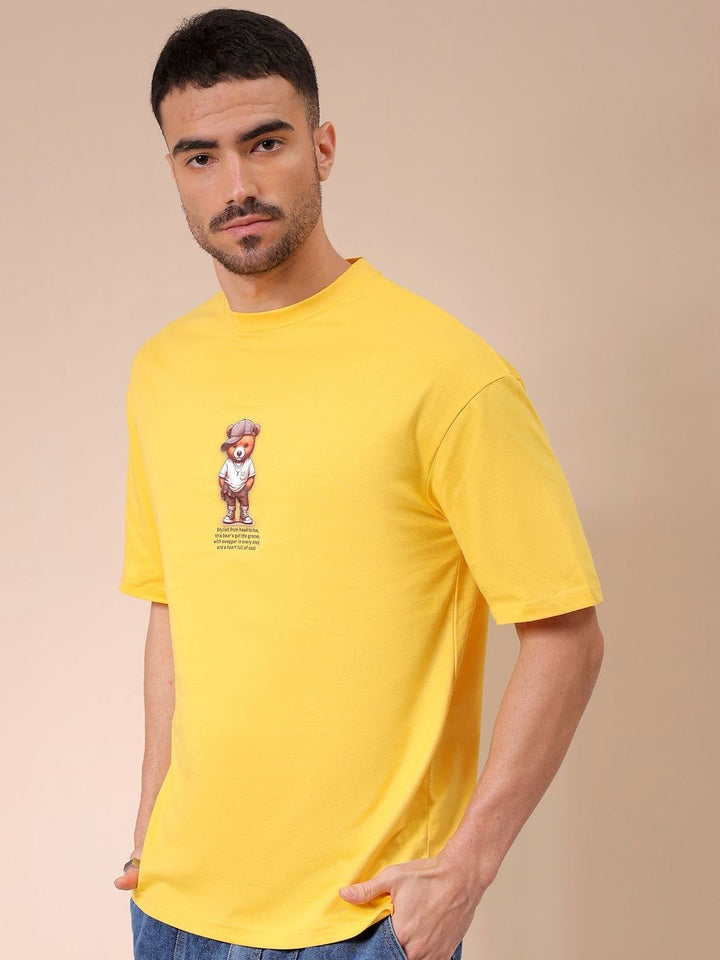 The Indian Garage Co Men Graphic Printed Round Neck Pure Cotton Oversized T-shirt