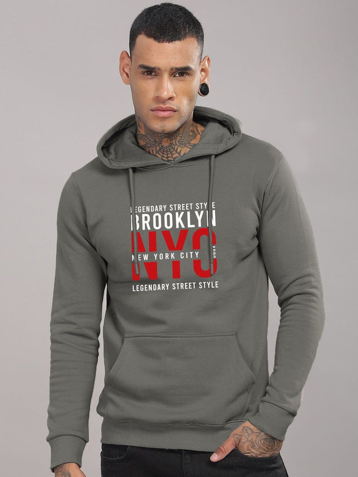 ADRO Men Printed Hooded Pullover Sweatshirt