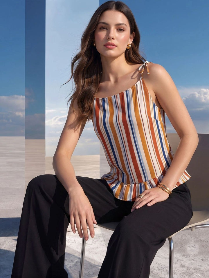 Mamicha Striped Ruffles Top